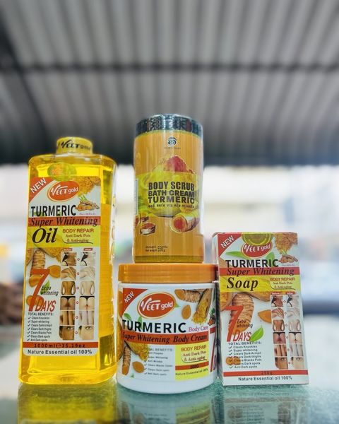 VEET GOLD Turmeric Supper Whitening Oil 1000ml Clears Knuckles Removes Dirt & Impurities Super Whitening Clears Dark Thighs Anti Dark Spots Body Oil 1000ml