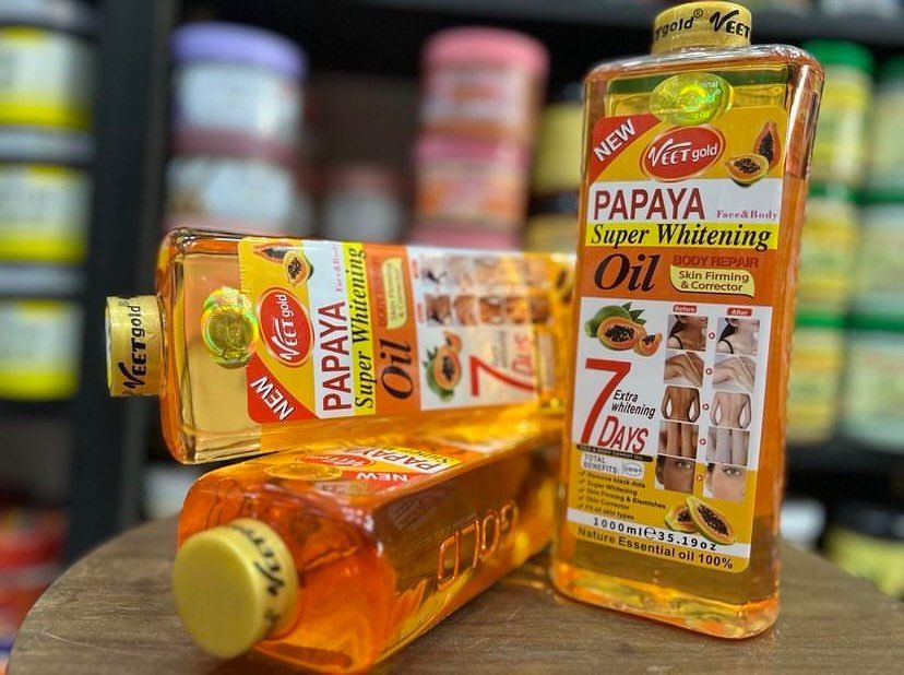 Huile Ultra Éclaircissante à La Papaye VeetGold 1000ml - Anti-taches, Hydratante, Réparatrice