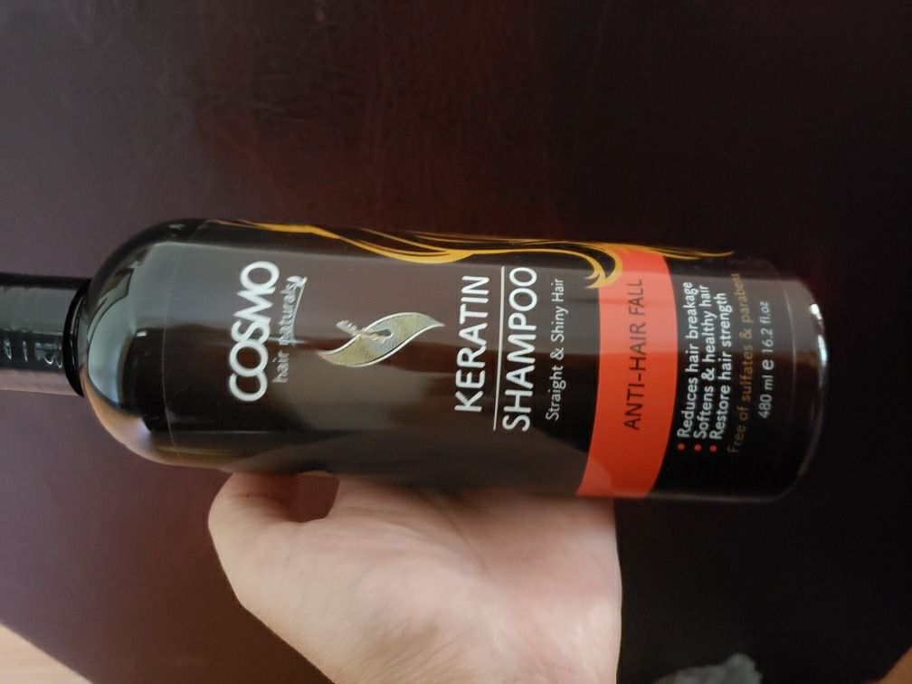 Cosmo Keratin Anti Hair Fall Shampoo 480ml For Unisex Use entle Daily Care Sulfate and Paraben Free to Strengthen and Restore Hair - 480ml Nourishes Scalp Strengthens and Repairs