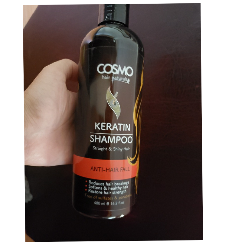 Cosmo Keratin Anti Hair Fall Shampoo 480ml For Unisex Use entle Daily Care Sulfate and Paraben Free to Strengthen and Restore Hair - 480ml Nourishes Scalp Strengthens and Repairs