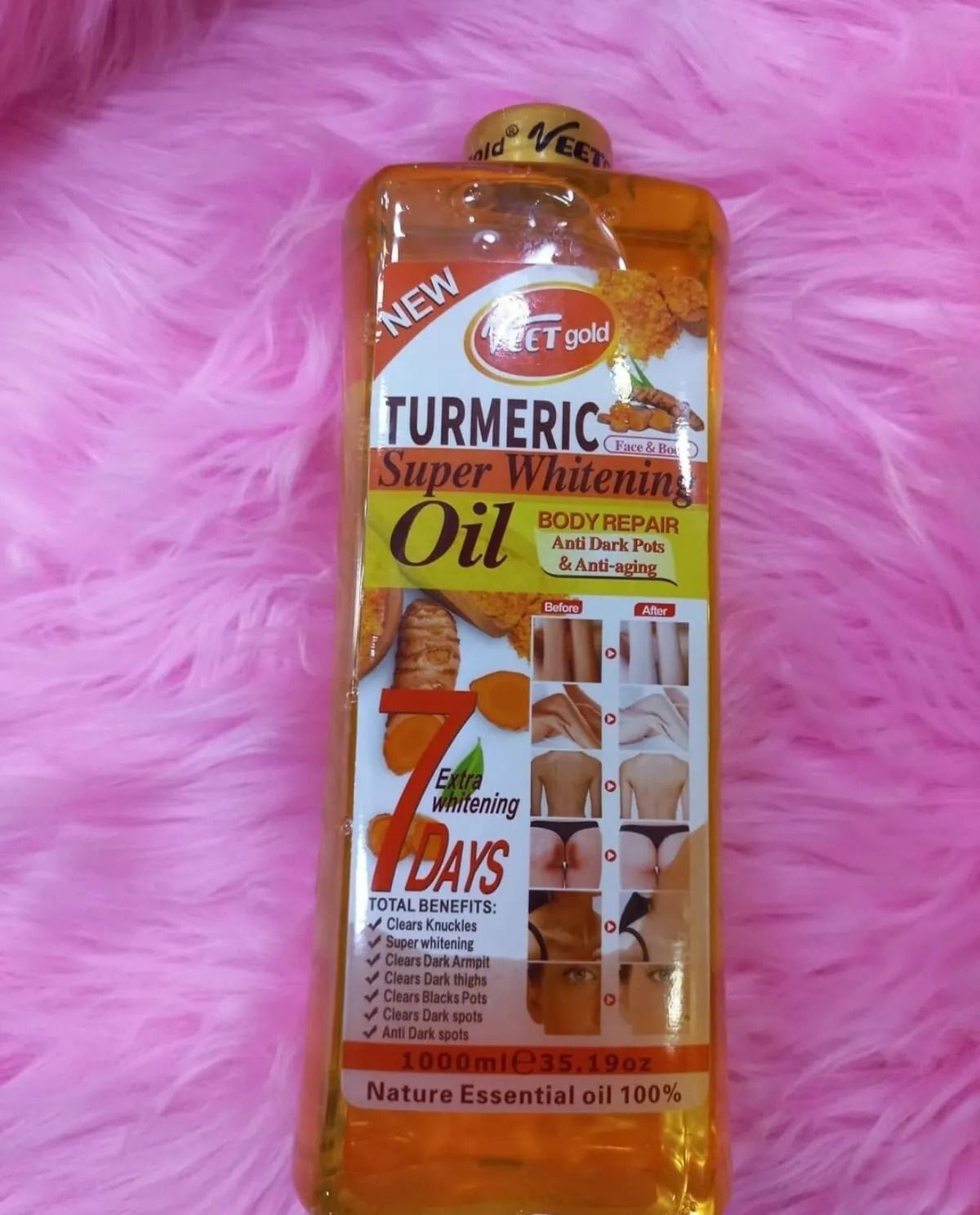 2 Pack Turmeric Body Oil 1000ml + Body Scrub 550g Super Whitening  Skin Repair Anti-Aging Removes Wrinkles Dark Spots & Smooths Clears Knuckles PornThap Premium Organic Exfoliating Body Scrub