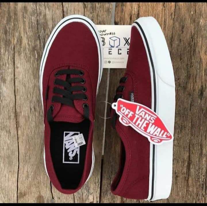 Vans Maroon With White Sole Flat Rubber Double Sole Best Fitting For Unisex