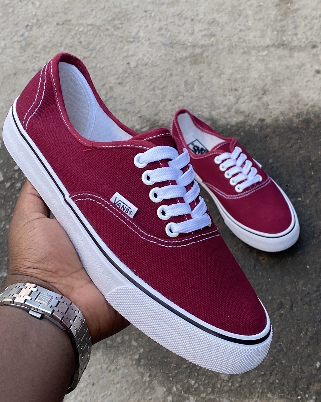 Vans Maroon With White Sole Flat Rubber Double Sole Best Fitting For Unisex