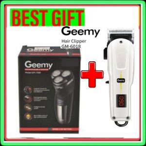 Geemy Rechargeable Cordless Shaving Machine With Indicator + Smoother Shaving Machine