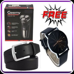 Geemy New Smart Electric Smoother/ Face Shaving Machine + Free Men Leather Belt & Watch