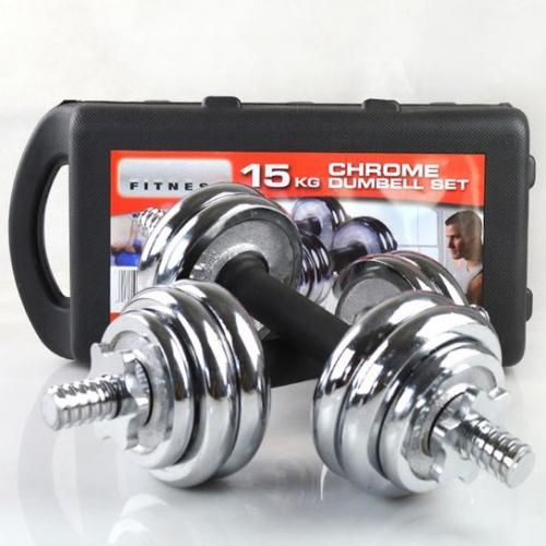 YORK CHROME DUMBELL ADJUSTABLE 15KGS DUMBBELL SET WITH CARRY CASE