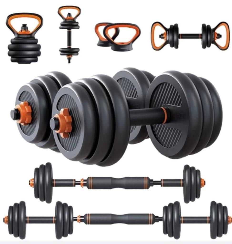 50kg Adjustable Dumbbell Set, 50kgs Free Weights Dumbbells, 6 in 1 Weight Set, Dumbbell, Barbell, Kettlebell and Push-up, Home Gym Fitness Workout Equipment for Men and Women