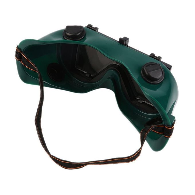 Welding Protective GooglesQuality: Soft PVC opaque green frame, ABS material. High quality welding goggles to protect your safety.
Comfortability: The frame has 6 black venting holes, which are then f