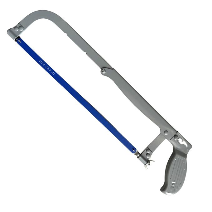 Hacksaw frame and bladeDurable Construction: The hacksaw frame is built with a rugged and sturdy frame, ensuring longevity and resilience under heavy usage. Constructed from high-quality materials, it