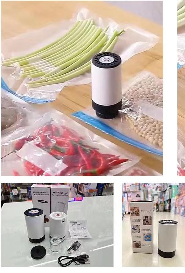 Rechargable Multifuncional Vacuum Pump Machine
KEY FEATURES
Automatic Compression Vacuum Pump and bags will preserve and keep your food fresh ensuring convenient use! 
This Vacuum Pump is a compact an