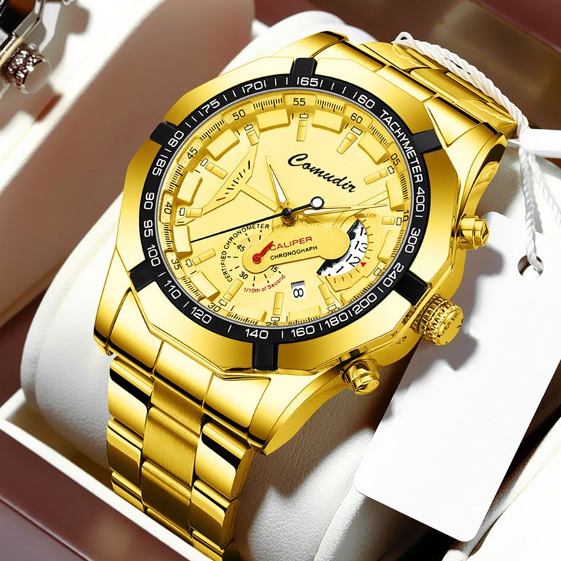 【New Arrivals】Business Large Dial Watches for Men Metal strap Stainless Steel Good Quartz Luxury Male Wrist watch Fashion Calendar
