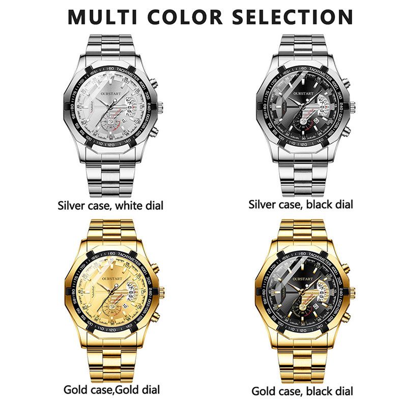 【New Arrivals】Business Large Dial Watches for Men Metal strap Stainless Steel Good Quartz Luxury Male Wrist watch Fashion Calendar