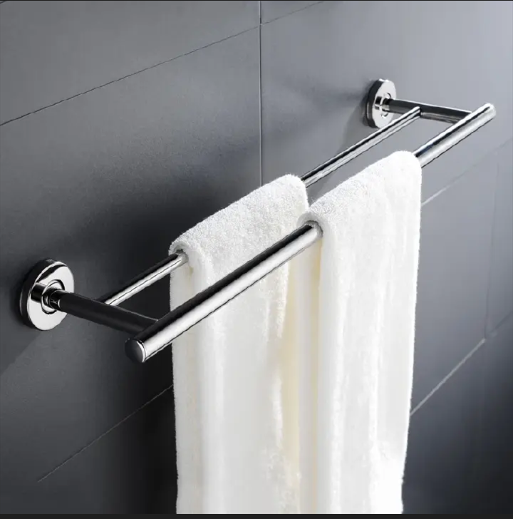 Double Bath Towel Bars,Towel Holder Towel Racks for Bathroom Lavatory,SUS304 Stainless Steel Towel Hanger Wall Mount Towel Rail,Brushed Nickel 24 Inch