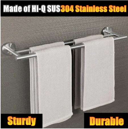 Double Bath Towel Bars,Towel Holder Towel Racks for Bathroom Lavatory,SUS304 Stainless Steel Towel Hanger Wall Mount Towel Rail,Brushed Nickel 24 Inch