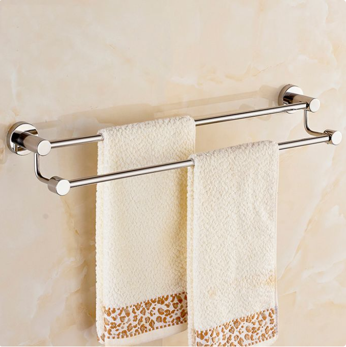 Double Bath Towel Bars,Towel Holder Towel Racks for Bathroom Lavatory,SUS304 Stainless Steel Towel Hanger Wall Mount Towel Rail,Brushed Nickel 24 Inch