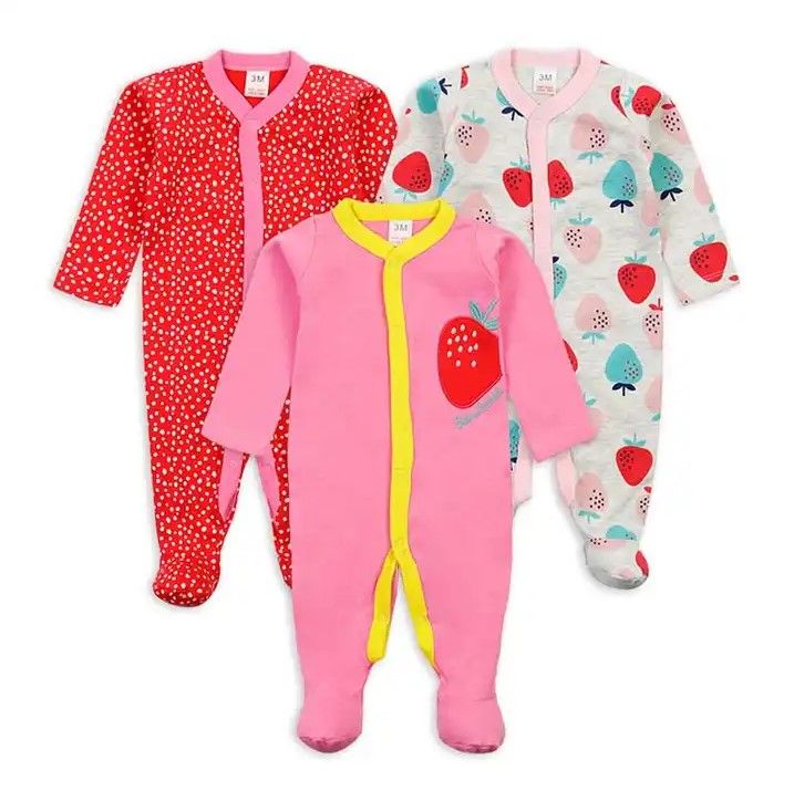 100% 3-pack Assorted Baby Sleepsuits (3-6 Months)