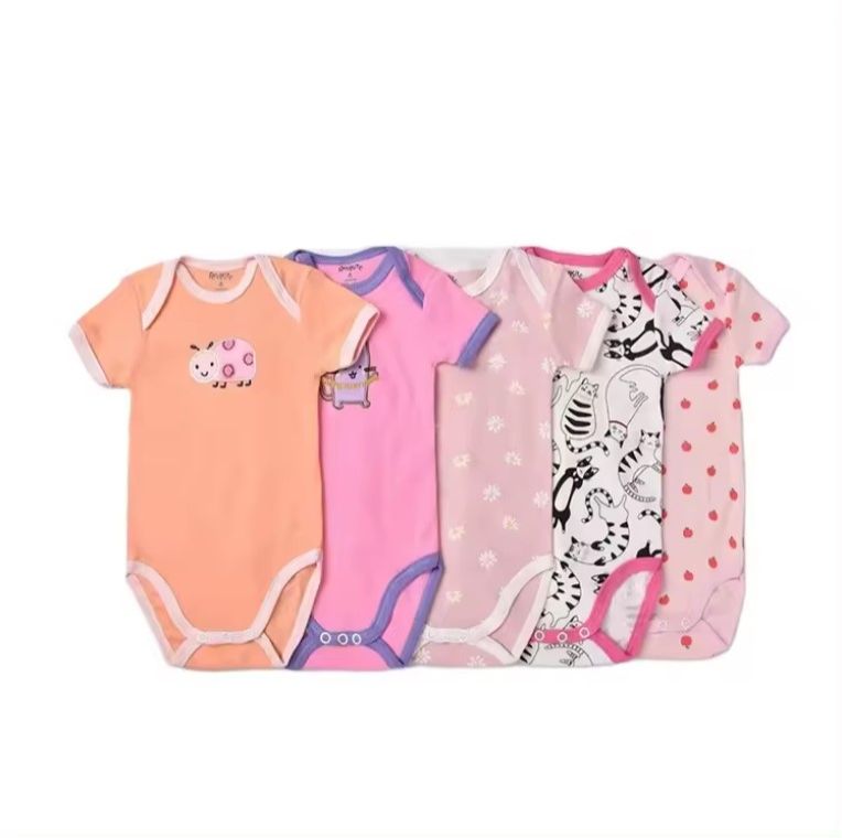 100% Cotton Assorted 5-Pack Baby Boys & Girls Onesies/Bodysuits (0-3 Months)  /  /