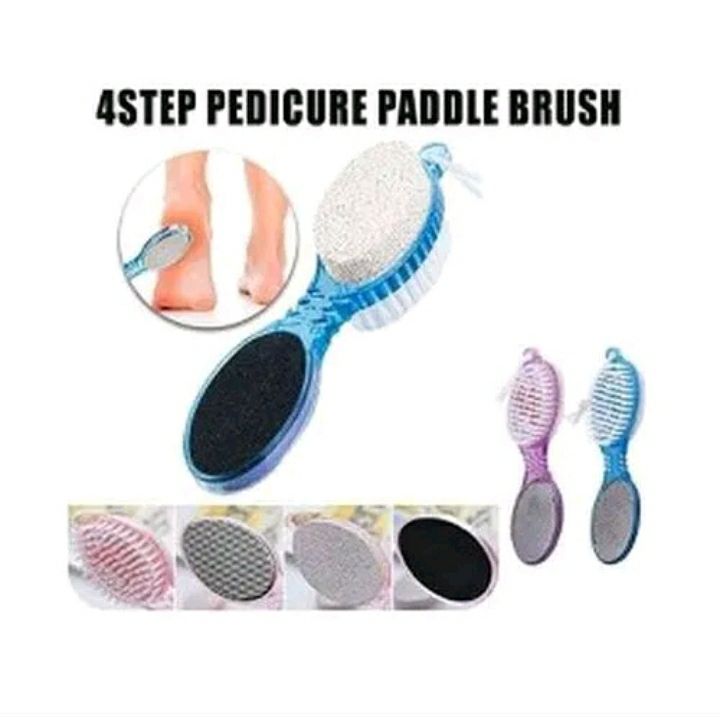 2 Pcs 4 In 1 Foot Scrubber Pedicure Tool, Contains Pumice Stone, Cleansing Brush, Metal File and Buffing File