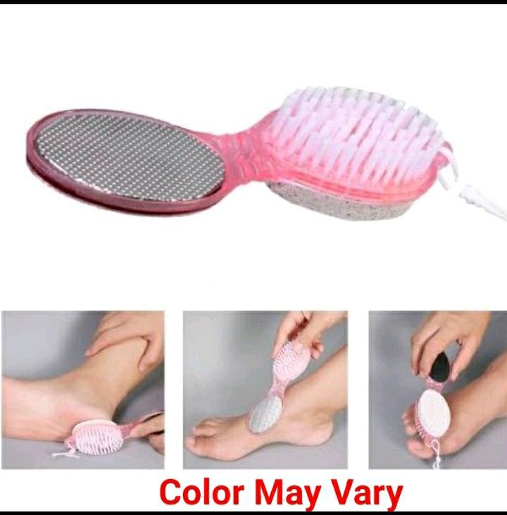 2 Pcs 4 In 1 Foot Scrubber Pedicure Tool, Contains Pumice Stone, Cleansing Brush, Metal File and Buffing File