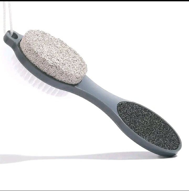 2 Pcs 4 In 1 Foot Scrubber Pedicure Tool, Contains Pumice Stone, Cleansing Brush, Metal File and Buffing File