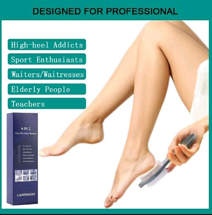 2 Pcs 4 In 1 Foot Scrubber Pedicure Tool, Contains Pumice Stone, Cleansing Brush, Metal File and Buffing File