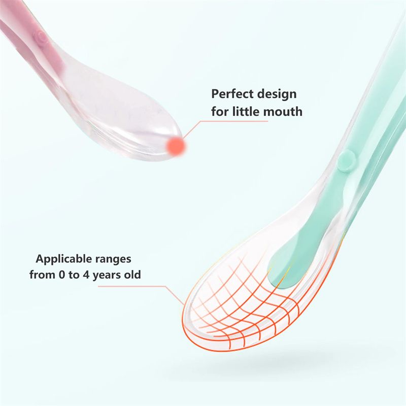 Baby Feeding Spoon Soft Silicone Spoons Training Spoon Temperature Sensing Feeding Feeder Flatware for Child kids Infants