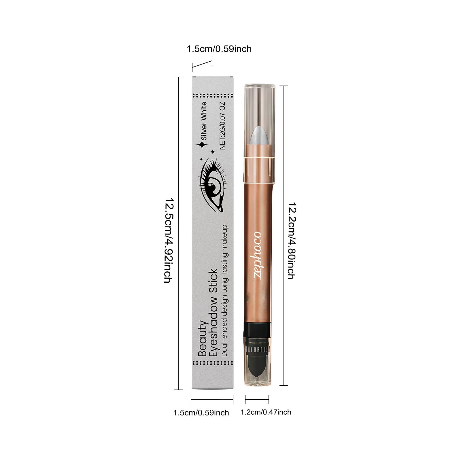 Zephoco silver white star diamond double head eye shadow stick natural color fine flash eye shadow daily makeup easy to control view 7