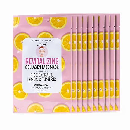Bio Miracle Revitalizing Collagen Face Mask, Infused with Rice Extract, Lemon and Turmeric