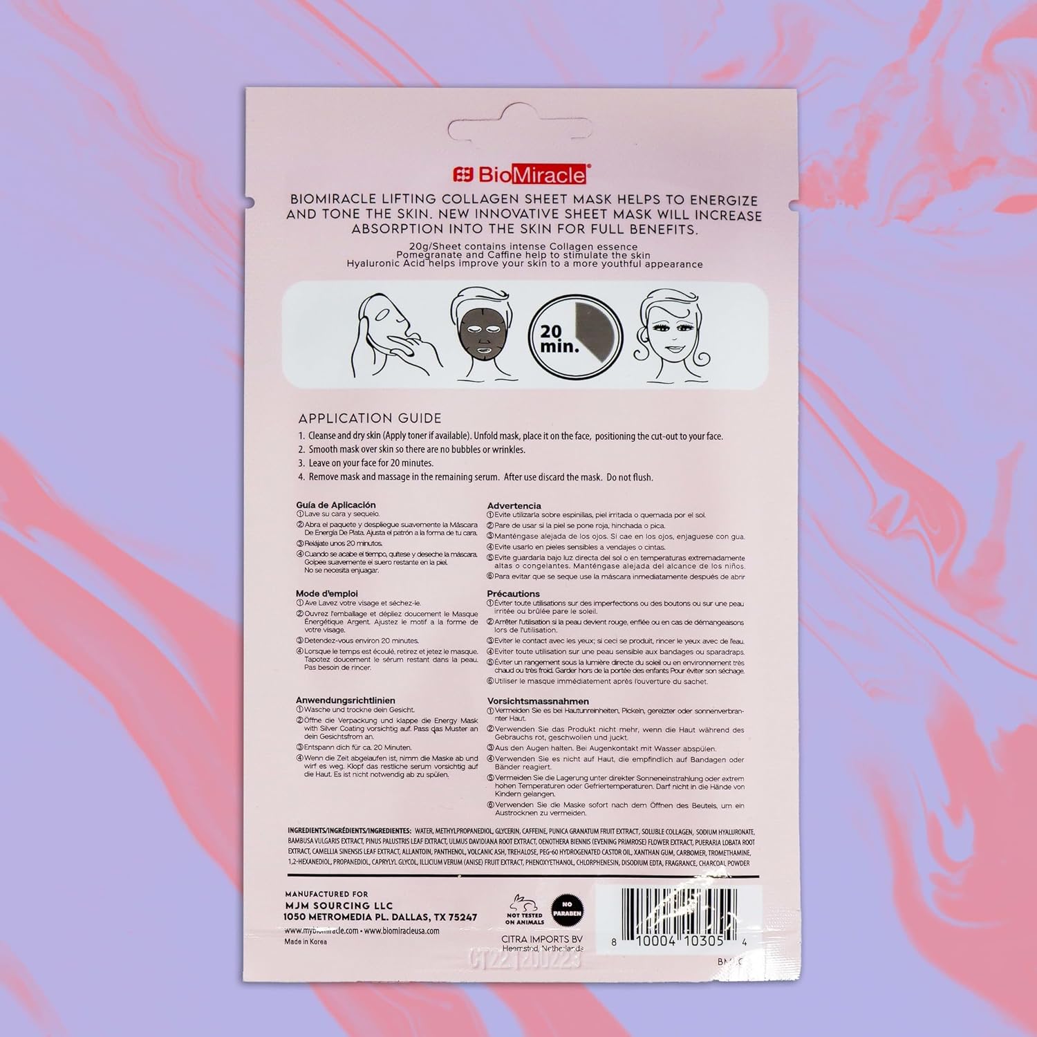 Bio Miracle Firming Collagen Face Mask Infused with Pomegranate and Caffeine
