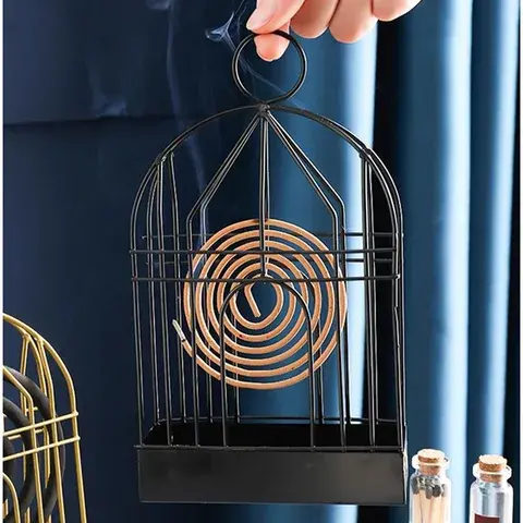 Creative Birdcage shape mosquito coil holder Retro Portable Iron Mosquito Coil rack Incense Burner Metal Frame