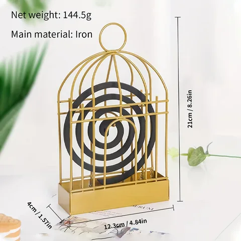 Creative Birdcage shape mosquito coil holder Retro Portable Iron Mosquito Coil rack Incense Burner Metal Frame