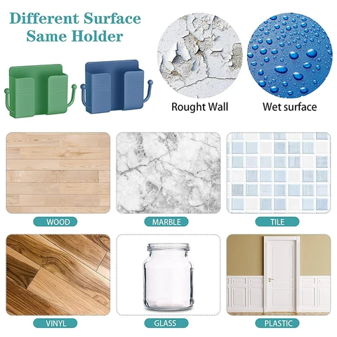 Wall Mobile Phone Holder Plug Charging Stand Remote Control Storage Box Bracket Punch-Free Mounted Organizer