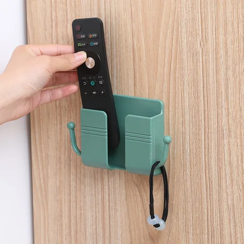 Wall Mobile Phone Holder Plug Charging Stand Remote Control Storage Box Bracket Punch-Free Mounted Organizer