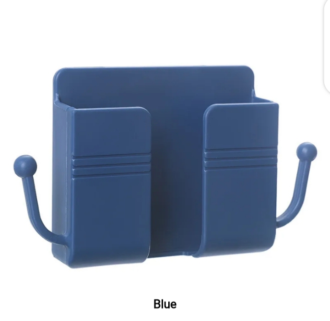 Wall Mobile Phone Holder Plug Charging Stand Remote Control Storage Box Bracket Punch-Free Mounted Organizer