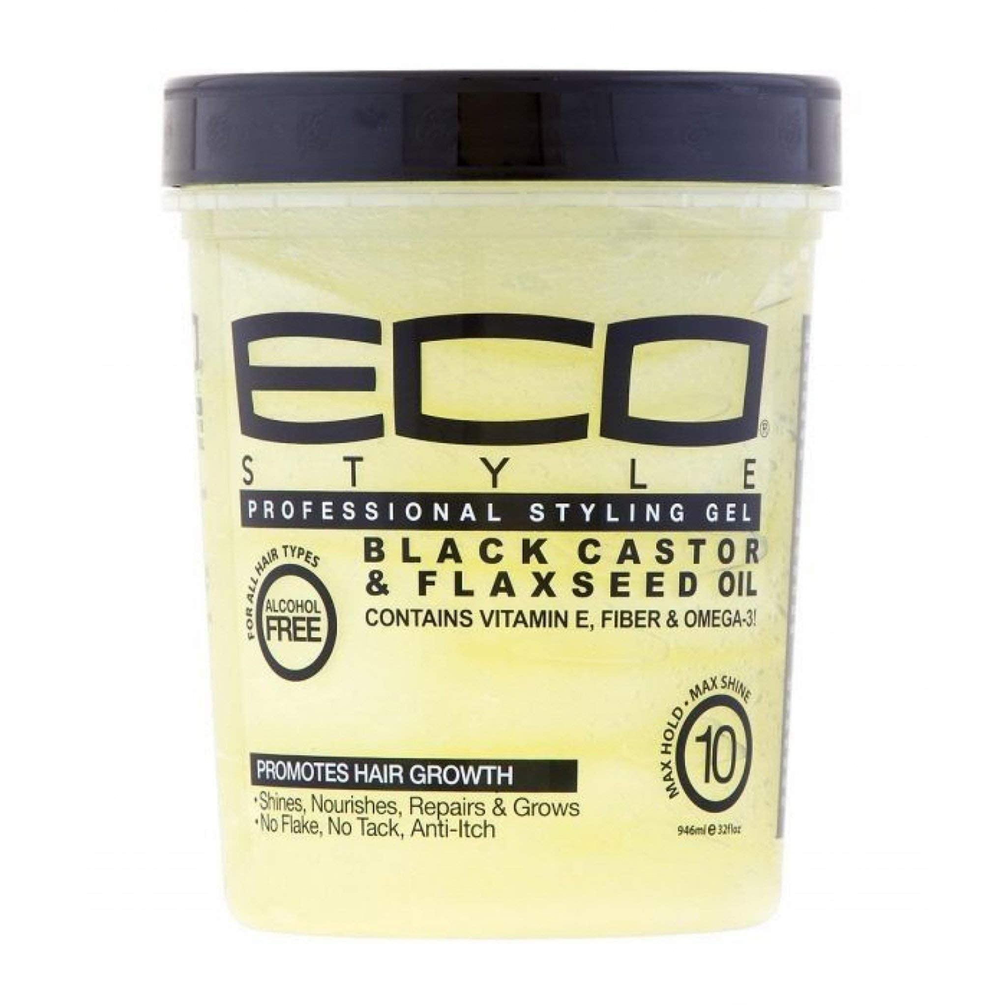 Eco Styler No Tack Anti Itch Black Castor & Flax Seed Oil Gel