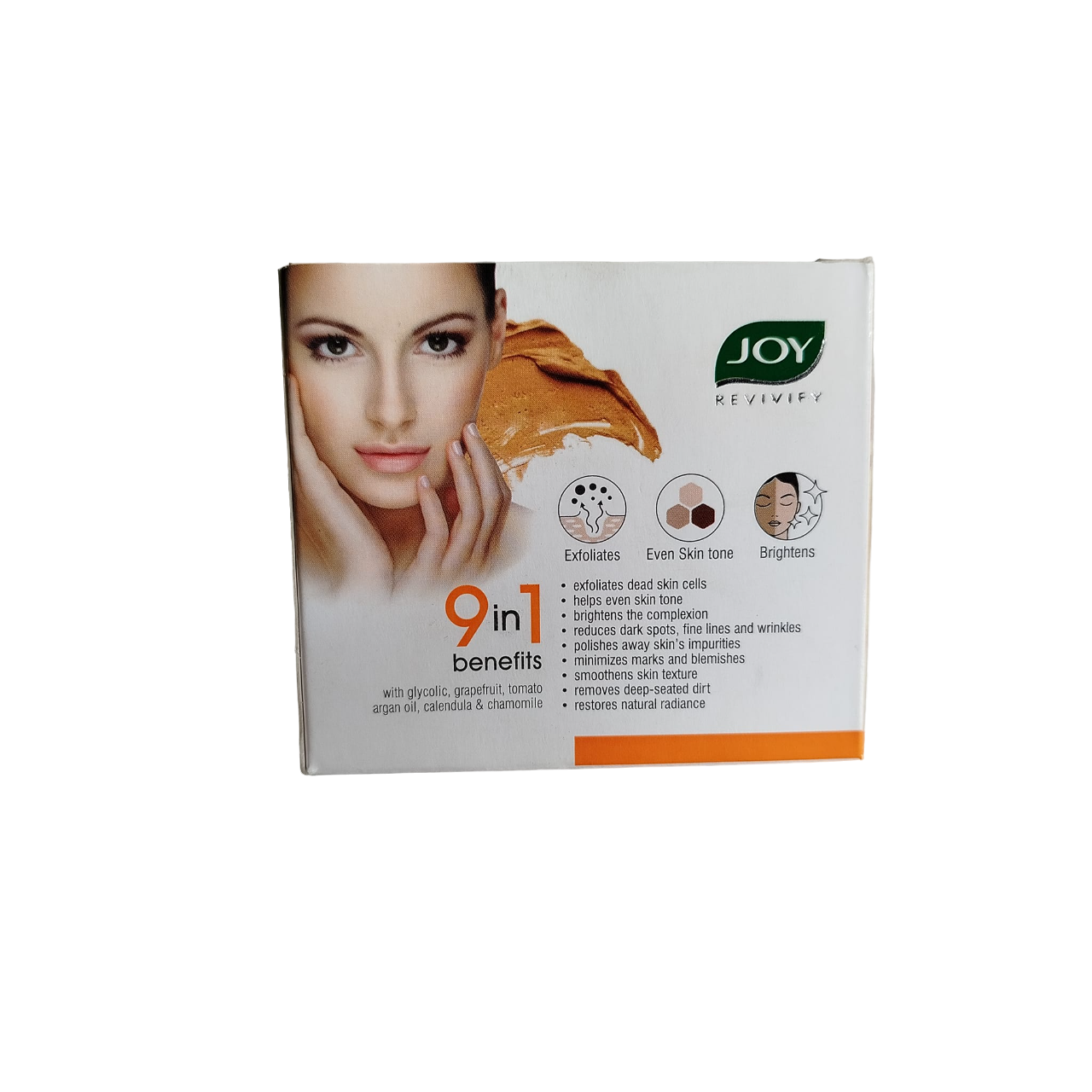Joy 9in1 Spots Clarifying & Glow Boosting Face Mask with Vitamin C & Glycolic Acid. Exfoliates, Glows, Brightens, Remove Dark Spots, Wrinkles, Fine lines, Marks, Blemishes, dirt & Polishes Impurities.