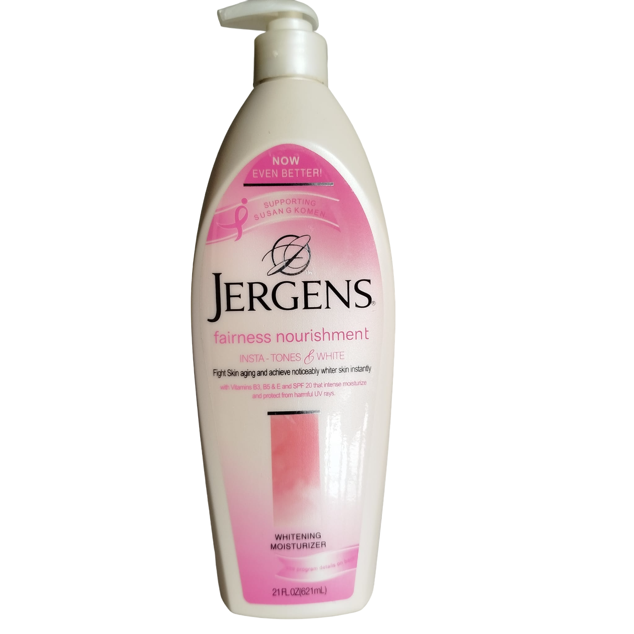 Jergens Anti-Aging Insta Tones & White Fairness Nourishment Body Lotion SPF 20. Fights skin aging, Moisturizes, Whiten Spots, Tones the skin, Protect the skin from harmful UV-Rays with Vitamin B3,B5..