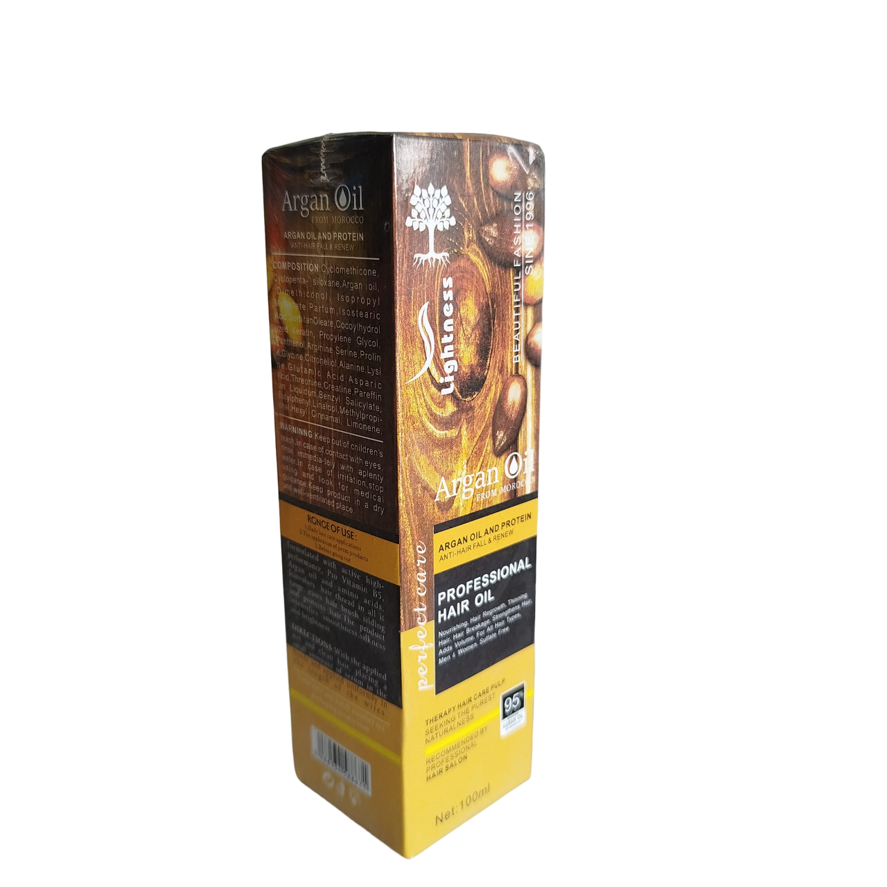 Lightness Moroccan Argan Oil ANTI-HAIRFALL & RENEW Hair Oil. Regrows Hair, Add Volume, Prevent Breakage, Hair Loss, Moisturizes, Shines, Nourishes, Prevent Dandruffs, Smooths & Thinning.