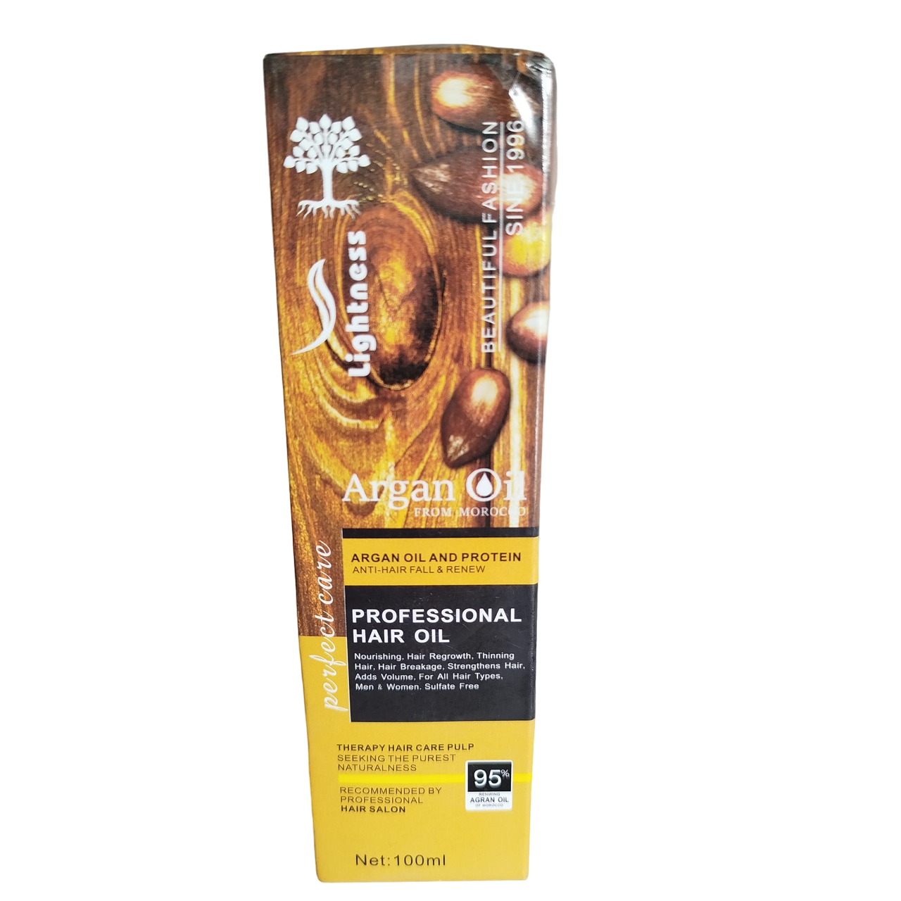 Lightness Moroccan Argan Oil ANTI-HAIRFALL & RENEW Hair Oil. Regrows Hair, Add Volume, Prevent Breakage, Hair Loss, Moisturizes, Shines, Nourishes, Prevent Dandruffs, Smooths & Thinning.