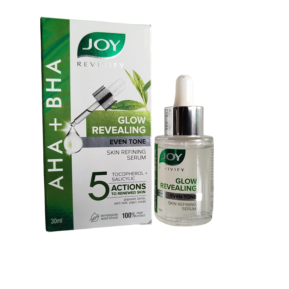 Joy  Salicylic Acid, AHA + BHA Even Tone, Glowing & Refining Face Serum. Fades Dark Spots, Blemishes, Pigmentations, Reduces Wrinkles, Slows ging, Glows, Evens the skin tone, Moisturizes & Softens