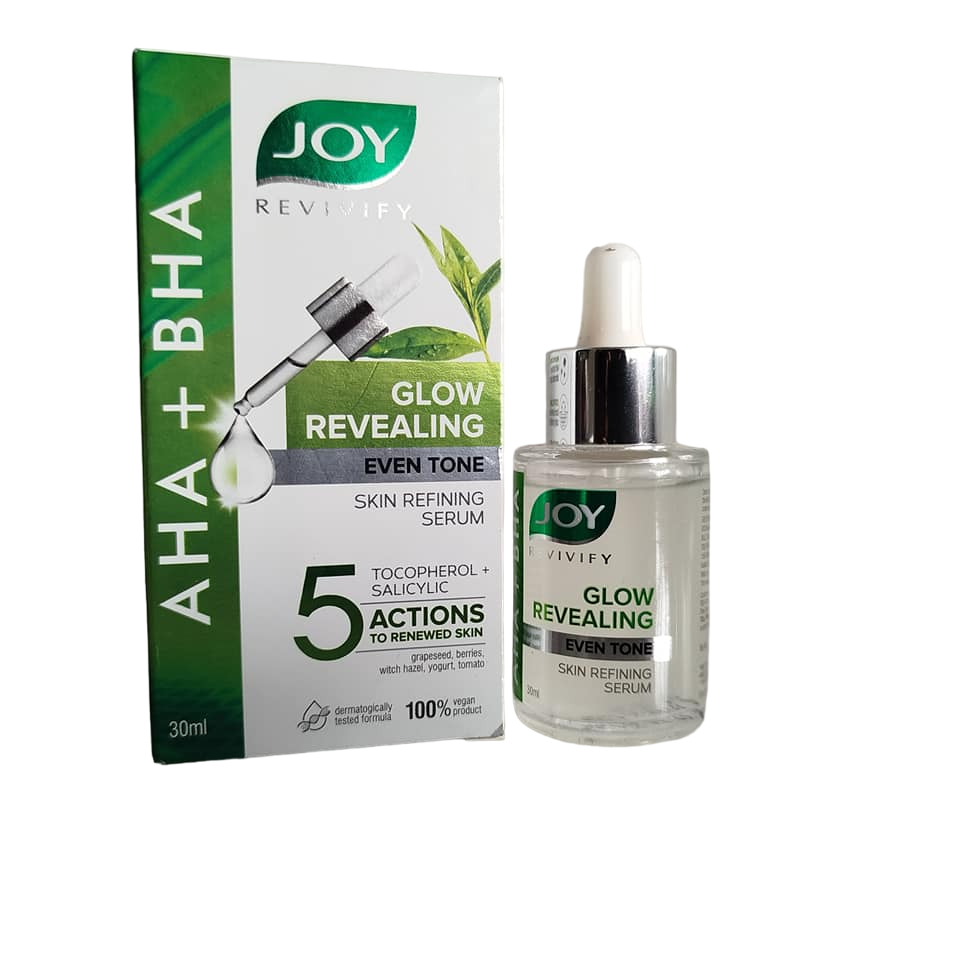 Joy  Salicylic Acid, AHA + BHA Even Tone, Glowing & Refining Face Serum. Fades Dark Spots, Blemishes, Pigmentations, Reduces Wrinkles, Slows ging, Glows, Evens the skin tone, Moisturizes & Softens