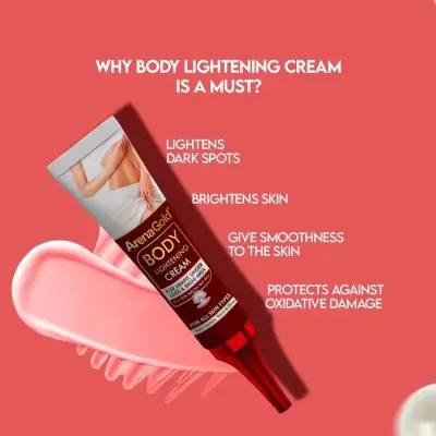 Arena Gold Body Lightening Cream for Armpit, Under Legs & Bikini Area. Removes Dark Spots, Dark Areas,  Scars, Lightens the skin, Brightens, Moisturizes, Smooth and Evens the skin tone