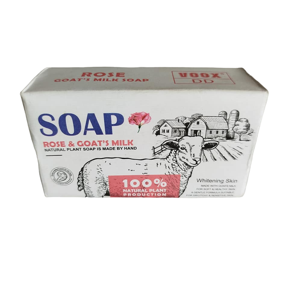 VOOX DD Rose & Goat Milk Face & Body Soap. Brightens Repairs, Nourishes, Delays Aging, Exfoliates, Cleanses, Moisturizes, Softens, Whiten Spots, Marks, Scars, Pigments and Detoxifies