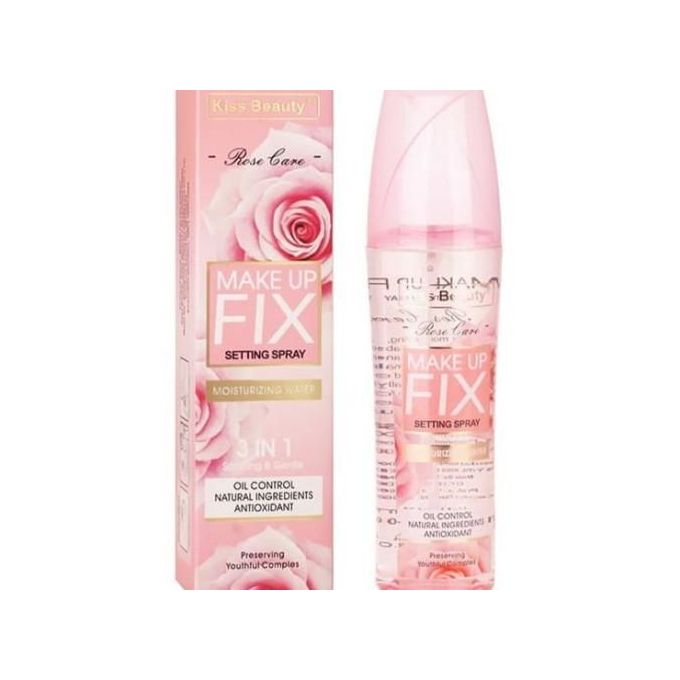 Kiss Beauty Rose Care Make Up Fix Setting Spray 3 In 1