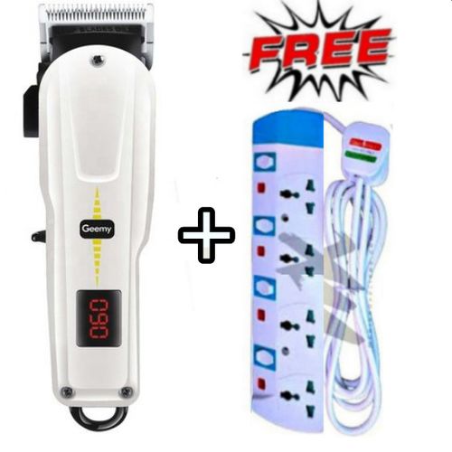 Geemy Rechargeable Cordless Shaving Machine With Indicator + Free 4 Way Power Extension Cable