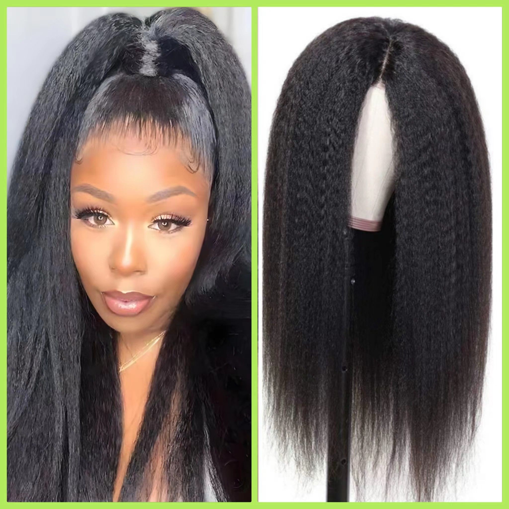 Synthetic Hair Natural Smooth Long Black Hair Wigs Synthetic Kinky Straight Wigs