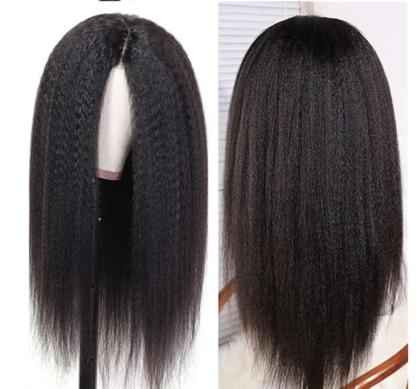 Synthetic Hair Natural Smooth Long Black Hair Wigs Synthetic Kinky Straight Wigs