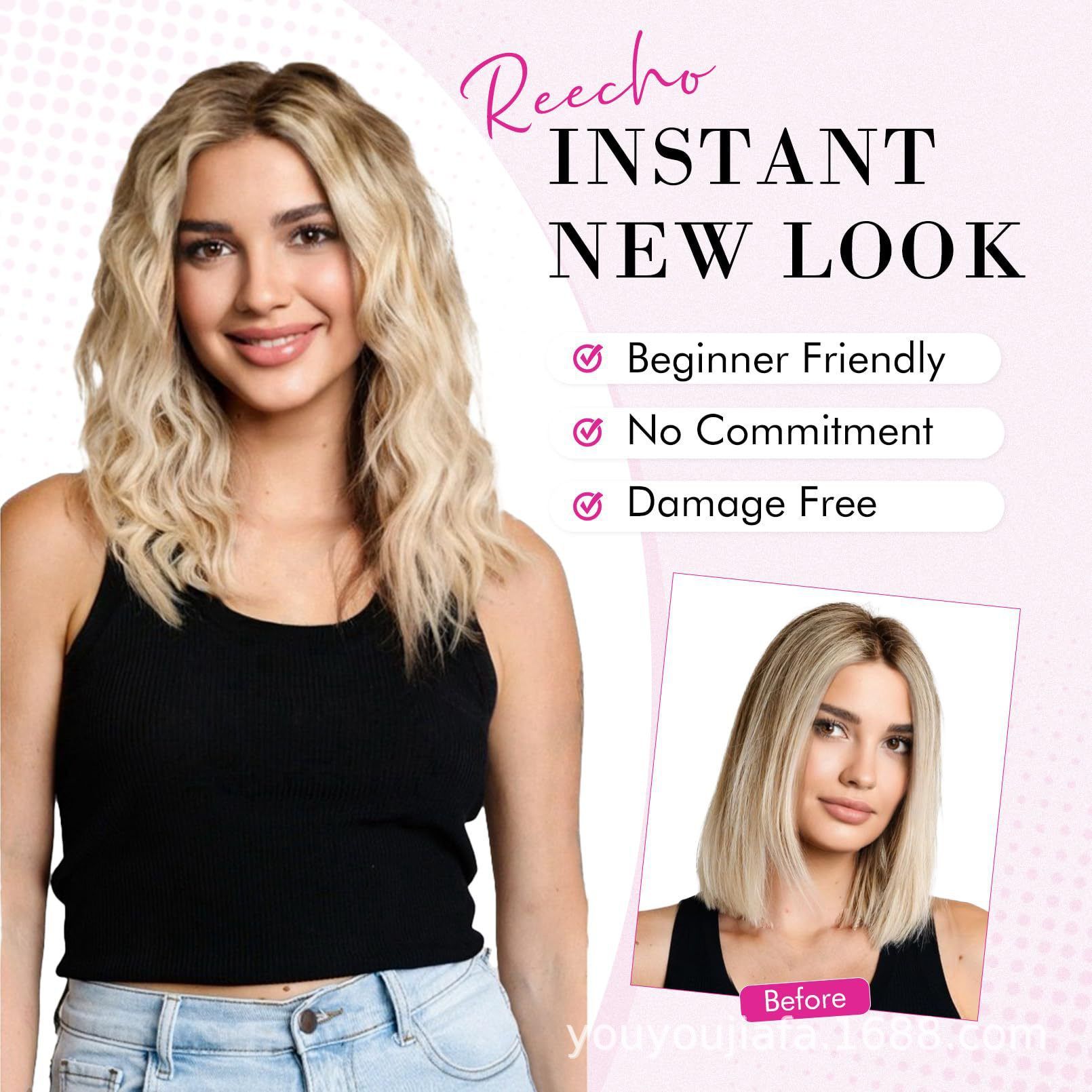 4pcs/set clip hair extension sythentic hair water wave texture 12" hair extension