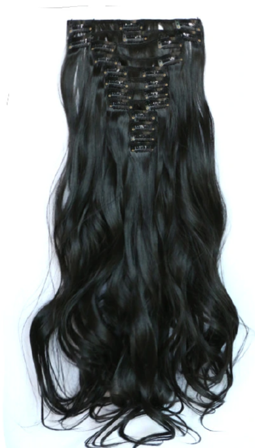 26“ Africa wig synthetic 12pcs clip hair extension water wave black hair extension