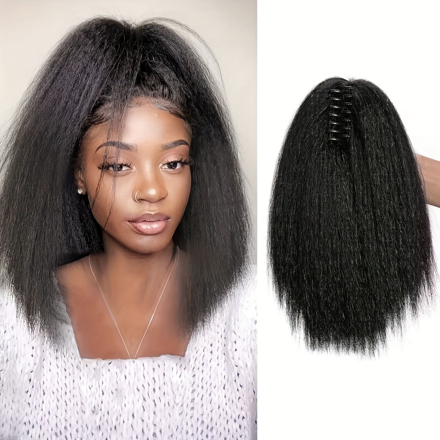 2024 New Africa claw clip ponytail hair extension synthetic hair yark straight hair extension